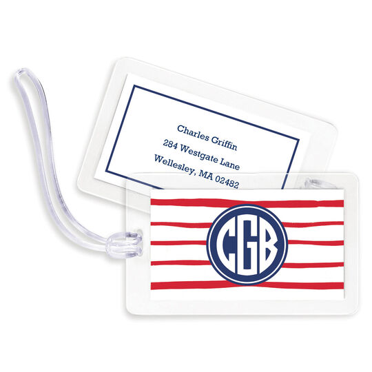 Red Brush Stripe Luggage Tags